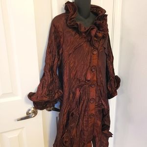 New with tags Pretty Angel crinkle, ruffle brown shimmer jacket Large